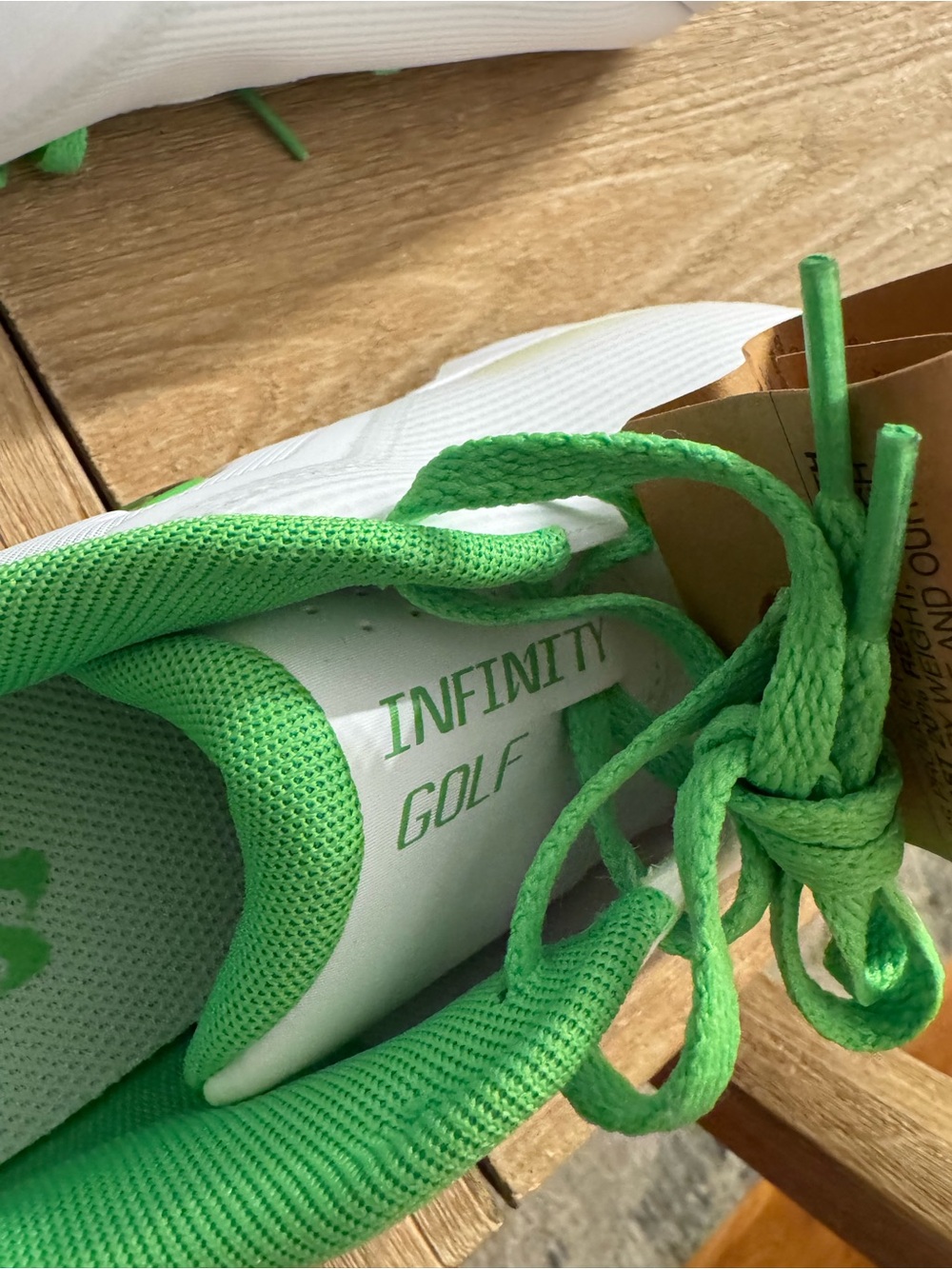 Nike Men’s White with Neon Green Laces and Lining Infinity Golf Shoes - Picture 5 of 6